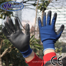 NMSAFETY 18G bleu marine en nylon PU gants PU gants de jardin main anti-statique